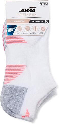 Avia Premium Women’s 6-Pair Pack Pro Tech 1/2 Cushion No Show Socks (Sock size 9-11; fits shoe size 4-10) in Saudi Arabia