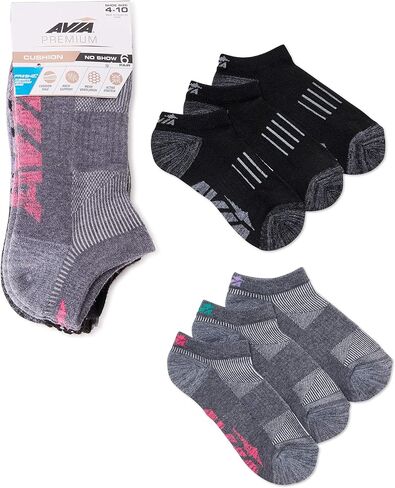 Avia Premium Women’s 6-Pair Pack Pro Tech 1/2 Cushion No Show Socks (Sock size 9-11; fits shoe size 4-10) in Saudi Arabia