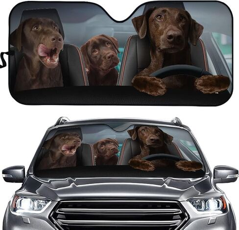 Labrador Retriever Car Windshield Sunshade, Automotive Interior Protection Sun Visor, Sun Heat Glare Rays Reflective Blocker, Vehicle Front Window Sunshade, Universal in Saudi Arabia