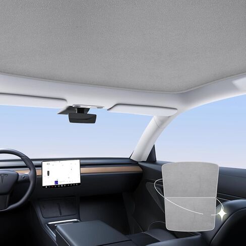 لطراز تسلا Y ظلة سقف فتحة سقف ظل ترقية 4.0 ملحقات 2024 2023 2022 2021 2020 (رمادي من جلد الغزال) in Kuwait