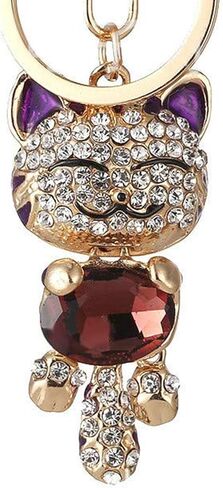 لطيف هريرة القط بلينغ بلورات حجر الراين مفتاح سلسلة كيرينغ حامل حقيبة يد سحر لمحبي الحيوانات الأليفة in Kuwait