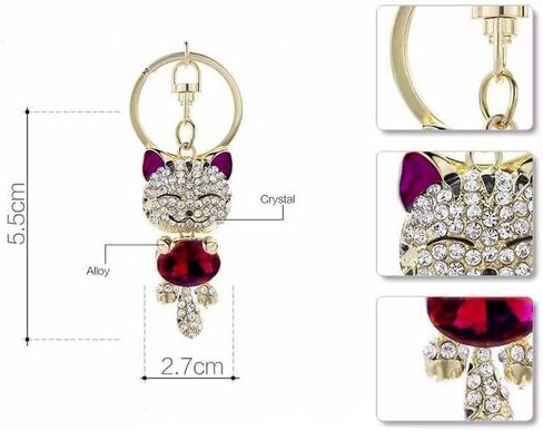 لطيف هريرة القط بلينغ بلورات حجر الراين مفتاح سلسلة كيرينغ حامل حقيبة يد سحر لمحبي الحيوانات الأليفة in Kuwait