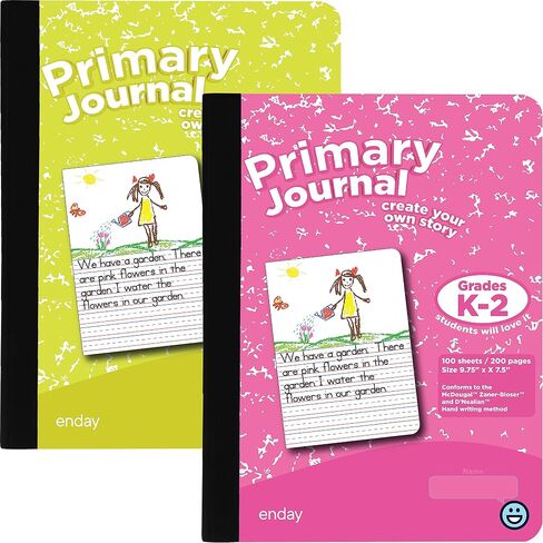 Enday Primary Journal Grades K-2, Primary Writing Journal, Half Page Ruled Primary Journal Composition Notebook for Kids, 100 Sheets kids Notebook, Pink and Yellow (2 Pack) in Saudi Arabia