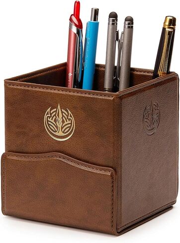 Vintage Pencil Holders,Pen Cup PU Leather Pencil Cup, Faux leather Pen Pots-Classic Brown(Square) in Saudi Arabia