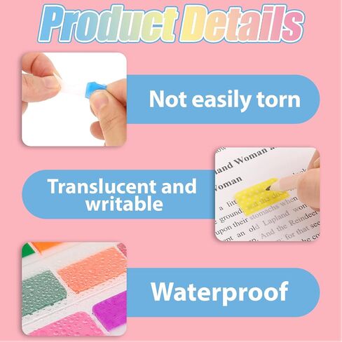 480 Pcs 1 Inch Writable Index Annotation Tabs, Transparent Sticky Notes, Sticky Index Tabs, Divider Tabs Stick On, Self Adhesive Write Tab Flags, Page Marker Bookmark(12 Color) in Saudi Arabia