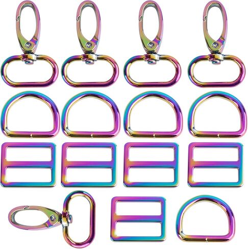 Framendino, 15 Pack Rainbow Purse Hardware 1 Inch Swivel Hooks Buckles D Rings Purse Strap Bag Hardware in Saudi Arabia