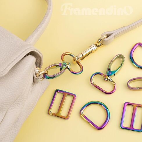 Framendino, 15 Pack Rainbow Purse Hardware 1 Inch Swivel Hooks Buckles D Rings Purse Strap Bag Hardware in Saudi Arabia