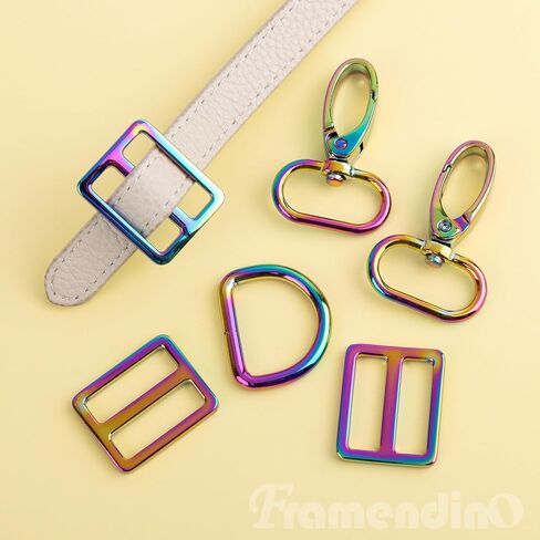 Framendino, 15 Pack Rainbow Purse Hardware 1 Inch Swivel Hooks Buckles D Rings Purse Strap Bag Hardware in Saudi Arabia