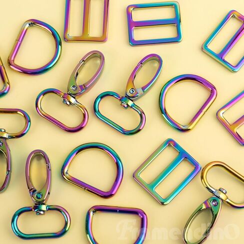 Framendino, 15 Pack Rainbow Purse Hardware 1 Inch Swivel Hooks Buckles D Rings Purse Strap Bag Hardware in Saudi Arabia