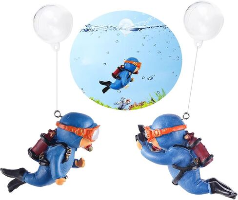 2Pcs Floating Fish Tank Decorations, Little Diver Fish Tank Floating Device, Aquarium Accessories Ornaments with Float Ball for Fish Tanks Aquariums in Kuwait