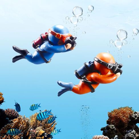2Pcs Floating Fish Tank Decorations, Little Diver Fish Tank Floating Device, Aquarium Accessories Ornaments with Float Ball for Fish Tanks Aquariums in Kuwait
