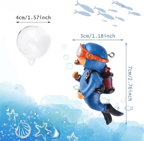 2Pcs Floating Fish Tank Decorations, Little Diver Fish Tank Floating Device, Aquarium Accessories Ornaments with Float Ball for Fish Tanks Aquariums in Kuwait