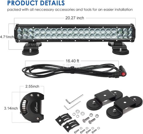 LEMIL 28 بوصة 180 واط 5D شريط إضاءة LED LED ضوء عمل مغناطيسي فيضان بقعة كومبو LED شريط مصباح الضباب ضوء الشاحنة ضوء القيادة ضوء القارب على الطرق الوعرة سيارة ATV SUV 4X4 4WD 12V 24V (GS-3500) in Kuwait