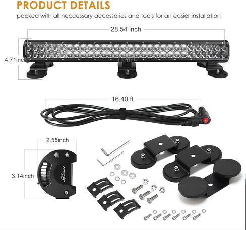 LEMIL Led Light Bar 4D 126W Led Magnetic Work Light Flood Spot Combo Led Light Bar for Truck Light Driving Light Boat Light Pickup SUV ATV UTV 12V 24V 4D in Saudi Arabia