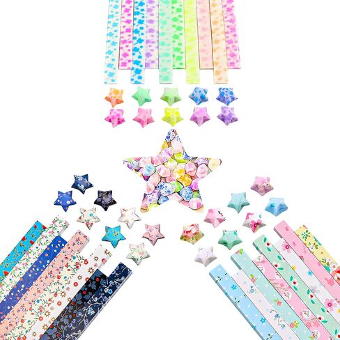 Origami Star Paper Strips, Wartoon Flower Origami Stars Paper and Luminous Four-Leaf Clover Paper Set, 1300 Sheets in Saudi Arabia