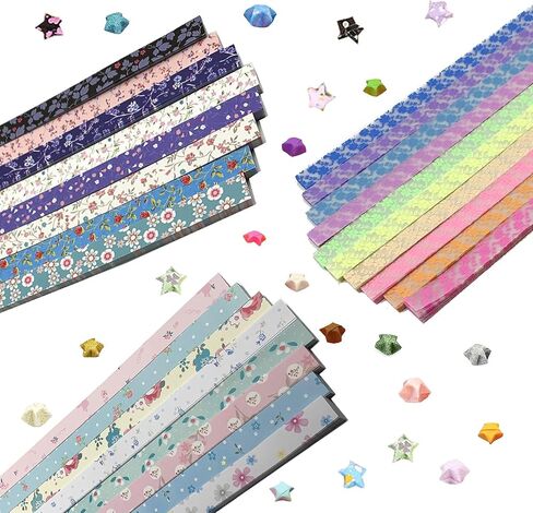 Origami Star Paper Strips, Wartoon Flower Origami Stars Paper and Luminous Four-Leaf Clover Paper Set, 1300 Sheets in Saudi Arabia