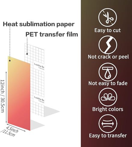 أوراق نقل - أوراق فينيل نقل الحرارة بالتسامي لآلة الضغط الحراري، أوراق نقل متدرجة 10.16 سم × 12.7 سم لحقيبة حمل الأكواب والقمصان، 10 ورقات in Kuwait