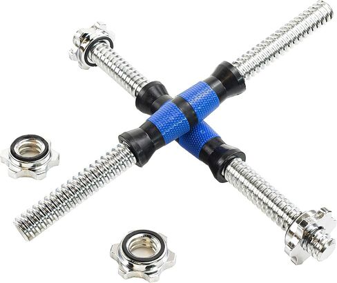 Threaded Dumbbell blue Durable Rubber Handles/Adjustable Dumbbell Bar Handles 32/35/40cm(12.6/14.2/15.7Inch) - Fit 1 inch Standard Weight Plate Weightlifting Accessories - Sold in Pair in Saudi Arabia
