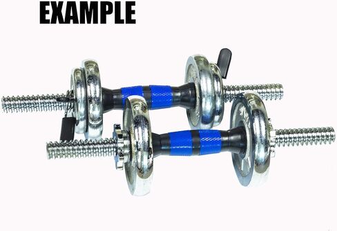 Threaded Dumbbell blue Durable Rubber Handles/Adjustable Dumbbell Bar Handles 32/35/40cm(12.6/14.2/15.7Inch) - Fit 1 inch Standard Weight Plate Weightlifting Accessories - Sold in Pair in Saudi Arabia