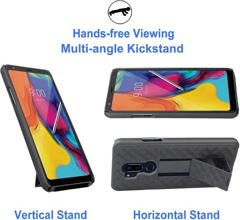 Ailiber متوافق مع حافظة حافظة LG Stylo 5، واقي شاشة LG Stylo5 متين كامل الجسم مقاوم للصدمات/مشبك حزام/حامل مسند، غطاء حماية صلب نحيف لهاتف LGStylo 5 - أسود in Saudi Arabia