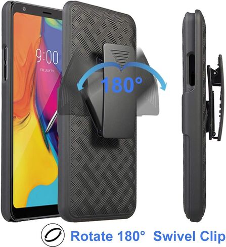 Ailiber متوافق مع حافظة حافظة LG Stylo 5، واقي شاشة LG Stylo5 متين كامل الجسم مقاوم للصدمات/مشبك حزام/حامل مسند، غطاء حماية صلب نحيف لهاتف LGStylo 5 - أسود in Saudi Arabia