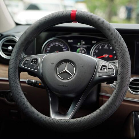 Premium Steering Wheel Cover for Car with Viewfinder 15 inches, Anti Slip, Non Toxic Fiber Better Handling, Odorless Pack of 1 Red in Saudi Arabia