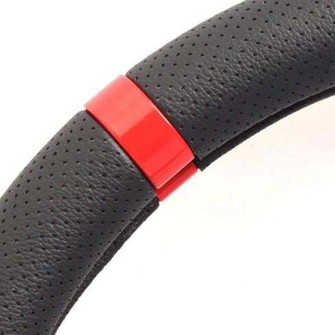 Premium Steering Wheel Cover for Car with Viewfinder 15 inches, Anti Slip, Non Toxic Fiber Better Handling, Odorless Pack of 1 Red in Saudi Arabia