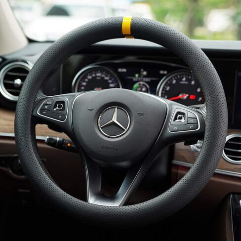Premium Steering Wheel Cover for Car with Viewfinder 15 inches, Anti Slip, Non Toxic Fiber Better Handling, Odorless Pack of 1 Red in Saudi Arabia