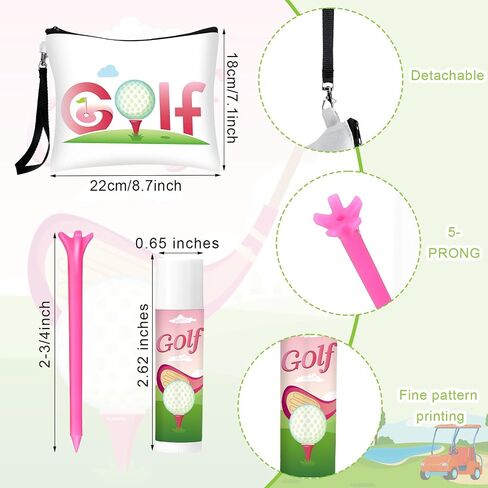 12 Set Golf Gifts for Women with 12 Canvas Makeup Cosmetic Bags 12 Golf Lip Balms and 48 Pink Golf Tees Golf Accessories for Golfer Ladies Girls Golf Party Favors in Saudi Arabia