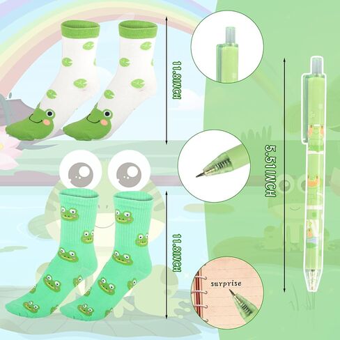 Frog Gifts for Frog Lovers, Includes Frog Makeup Bag, Cute Frog Socks, Frogs Writing Gel Ink Pen & Mini Round Mirror, Just Who Loves Frogs, Funny Frogs Gifts, Birthday Gift for Women in Kuwait