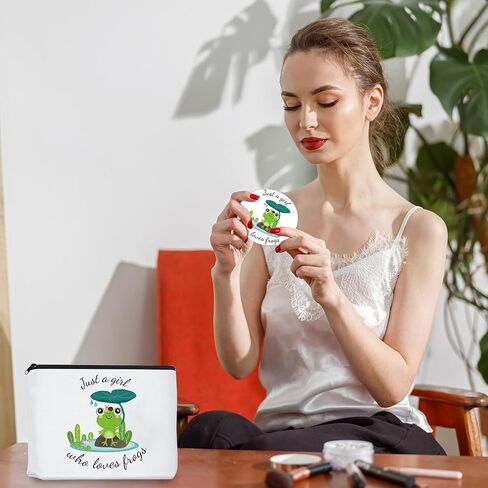 Frog Gifts for Frog Lovers, Includes Frog Makeup Bag, Cute Frog Socks, Frogs Writing Gel Ink Pen & Mini Round Mirror, Just Who Loves Frogs, Funny Frogs Gifts, Birthday Gift for Women in Kuwait
