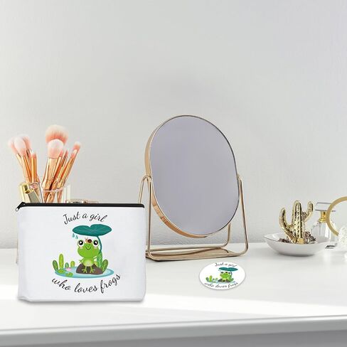 Frog Gifts for Frog Lovers, Includes Frog Makeup Bag, Cute Frog Socks, Frogs Writing Gel Ink Pen & Mini Round Mirror, Just Who Loves Frogs, Funny Frogs Gifts, Birthday Gift for Women in Kuwait
