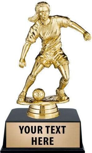 Crown Awards Soccer Trophies with Custom Engraving, 6" Personalized Girls Soccer Dribbler Trophy On Black Base Prime in Saudi Arabia