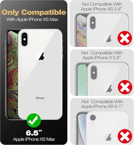 حافظة Dexnor لهاتف iPhone Xs max، [واقي شاشة مدمج ومسند] غطاء واقٍ مقاوم للصدمات عالي التحمل من الدرجة العسكرية لهاتف iPhone Xs max، أسود in Kuwait