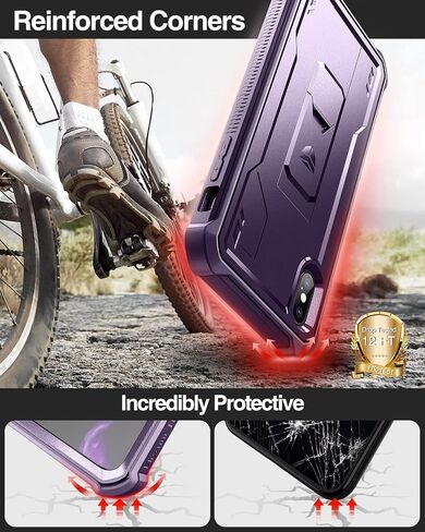 حافظة Dexnor لهاتف iPhone Xs max، [واقي شاشة مدمج ومسند] غطاء واقٍ مقاوم للصدمات عالي التحمل من الدرجة العسكرية لهاتف iPhone Xs max، أسود in Kuwait