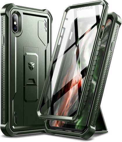 حافظة Dexnor لهاتف iPhone Xs max، [واقي شاشة مدمج ومسند] غطاء واقٍ مقاوم للصدمات عالي التحمل من الدرجة العسكرية لهاتف iPhone Xs max، أسود in Kuwait
