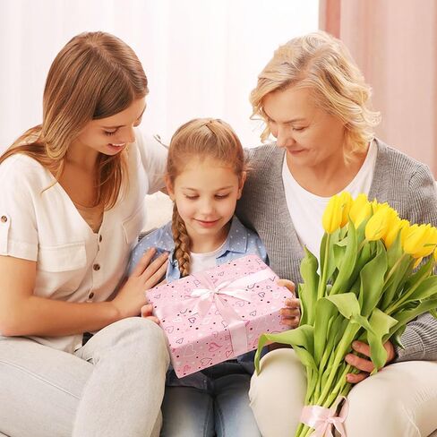JOYIT 12 ورقة ورق تغليف القلب و10 أقواس، ورق تغليف هدايا Lagre مع قلب الحب، ورق تغليف وردي لتزيين تعبئة الذكرى السنوية للزفاف (20 بوصة × 29 بوصة) in Kuwait