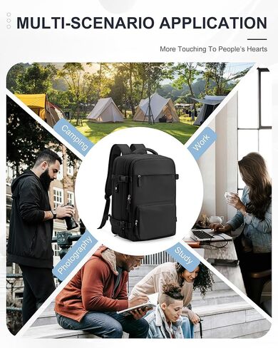 Black Travel Backpack Carry On Flight Approved, Personal Item Travel Bag with Shoe Compartment, 3 Main Pockets Waterproof Backpack, TSA Large Laptop Back Pack for Men Women - Upgraded Version in Saudi Arabia