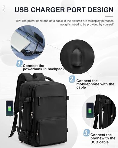 Black Travel Backpack Carry On Flight Approved, Personal Item Travel Bag with Shoe Compartment, 3 Main Pockets Waterproof Backpack, TSA Large Laptop Back Pack for Men Women - Upgraded Version in Saudi Arabia