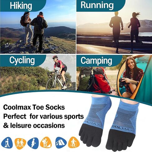 Toe Socks for Men Women Coolmax Five Finger Socks Running Athletic Toe Socks No Show 3 Pairs in Saudi Arabia