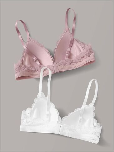 Women's Scallop Lace Bralettes Tops Sleeveless Wireless Bras Comfort Bra Lingerie Pack of 2 in Saudi Arabia