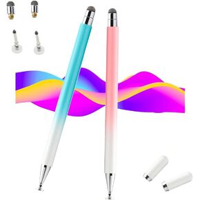 Stylus Pens for Touch Screens(2 Pack), 4 Replaceable Tips High Precision Capacitive Pen for iPad iPhone Android Tablets and All Universal Touch Screen Devices (Blue&Pink)