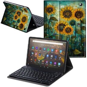 for Fire Max 11 Tablet Case with Keyboard (13th Generation, 2023 Release) 11 Inch,Soft PU Stand Folio Cover with Detachable Wireless Keyboard,Shark in Sea