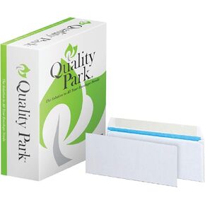 Quality Park #10 Security Redi-Strip Envelopes, 4-1/8 x 9-1/2 Inch, 24 lb. White Wove, Treated Envelope, 500/Box (QUA90019R)
