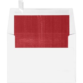 LUXPaper A6 Foil Lined Invitation Envelopes | Peel & Press | 4 3/4" x 6 1/2" | White w/Red LUX Lining | 60lb. Text | 50 Qty