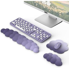 MoKo Cloud Wrist Rest, Ergonomic Cloud Keyboard Wrist Rest with Mouse Rest Wrist Pad, Upgraded PU Leather Cloud Arm Rest Wrist Pad for Keyboard and Mouse for Office, Gaming, Computer, Laptop, Purple
