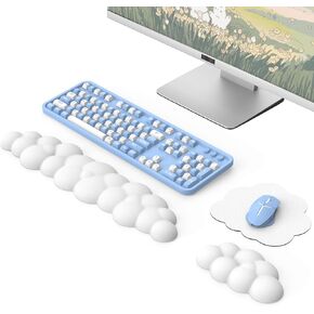 مسند معصم MoKo Cloud، مسند معصم مريح للوحة المفاتيح السحابية مع وسادة معصم لمسند الماوس، وسادة معصم مطورة من جلد البولي يوريثان للوحة المفاتيح والماوس للمكتب والألعاب والكمبيوتر والكمبيوتر المحمول، أخضر