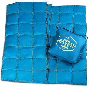Puffy Camping Blanket Packable Vegan (Down Alternative) Compact Lightweight XL Blankets for Outdoor Cold Weather Backpacking Hiking Travel Stadium - Water-Resistant