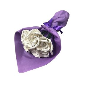 Handmade Pride and Prejudice Paper Flowers, Six Mini Paper Roses Made from Book Pages, Jane Austen Lovers Gift for Anniversary, Birthday, Graduation, Weddings- Small Arrangement