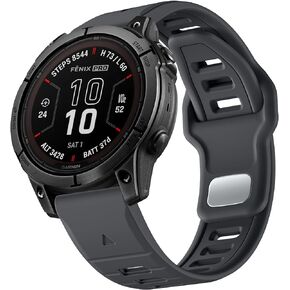 Silicone Sport Bands Designed for Fenix 7/7 Pro/6/6 Pro/5/5 Plus, Forerunner 965/955/945/935/745/Approach S70 47mm/S62/S60/Epix 2/2 Pro 47mm, 22mm Quick Fit Strap Also Fit for Garmin Instinct